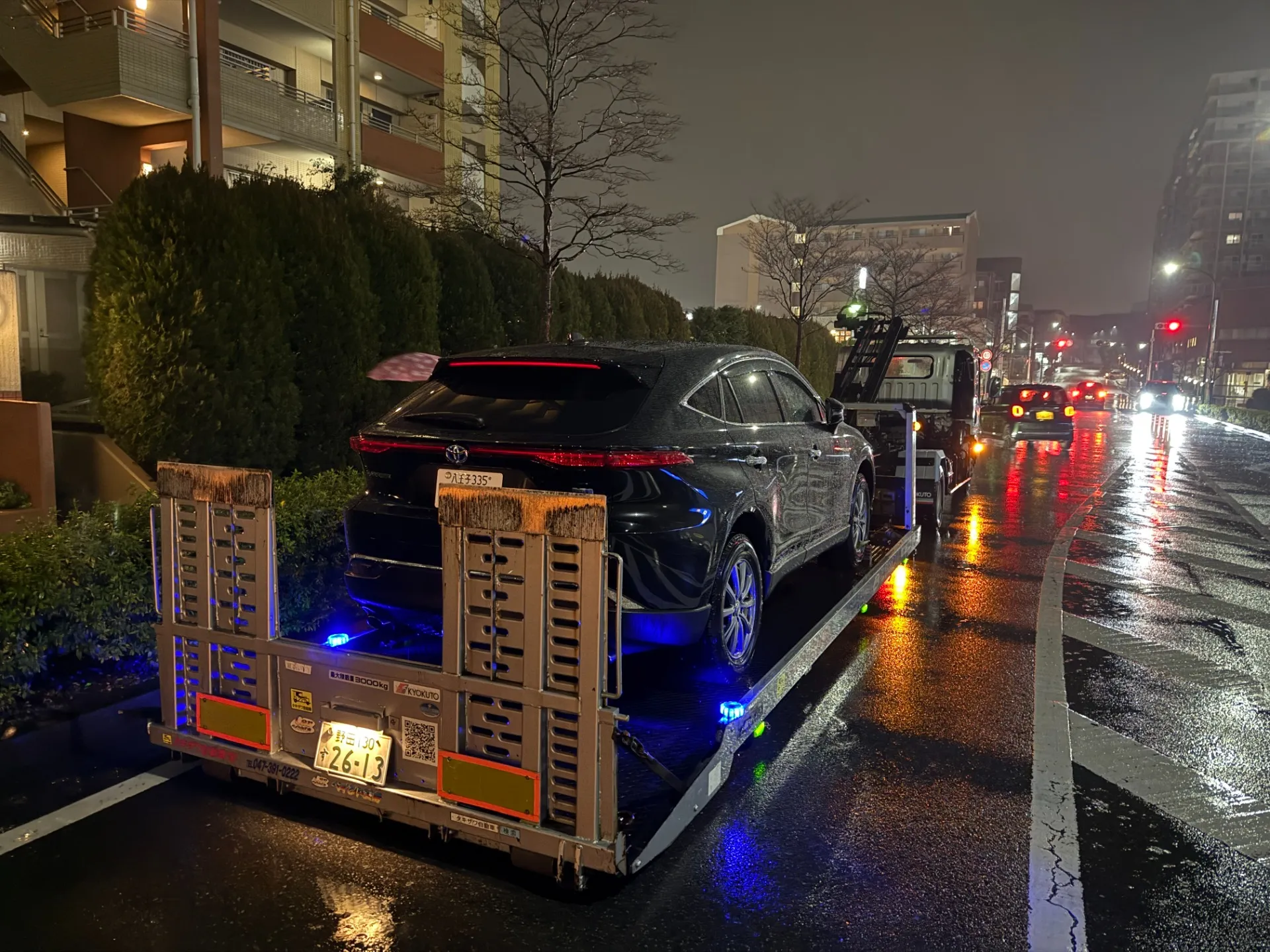 松戸市周辺で水没車、冠水車をレッカー搬送します